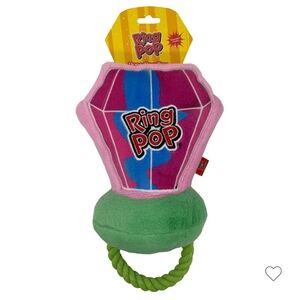 Bazooka Ring Pop Candy Dog Plush Toy - Pink, Blue, and Green